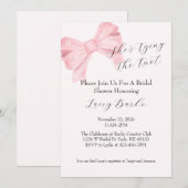 Pink Bow Tying the Knot Bridal Shower Invitation - Einladung (Vorne/Hinten)