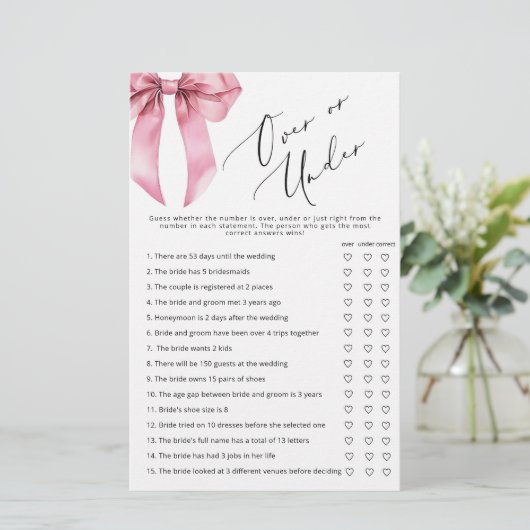 Pink Bow über oder unter Brautparty (Stehend Vorderseite)