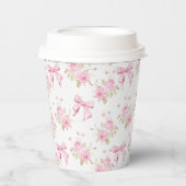 Pink Bow und Blume Girly Pappbecher (Vorderseite)