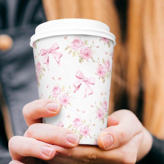 Pink Bow und Blume Girly Pappbecher