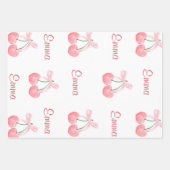 Pink Bow und Cherry Personalisierter Name eines be Geschenkpapier Set (Vorderseite)