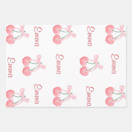 Pink Bow und Cherry Personalisierter Name eines be Geschenkpapier Set