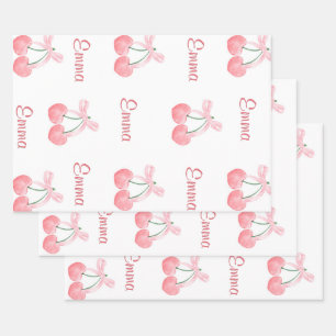 Pink Bow und Cherry Personalisierter Name eines be Geschenkpapier Set