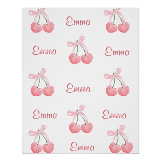 Pink Bow und Cherry Personalisierter Name eines be Poster (Vorderseite)