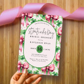 Pink Bow und Clover St Patrick's Day Brautparty Einladung