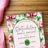 Pink Bow und Clover St Patrick's Day Brautparty Einladung