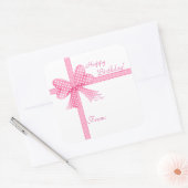 Pink Bow und Ribbon-Geschenksticker Quadratischer Aufkleber (Umschlag)