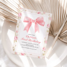 Pink Bow und Rose Coquette 1. Geburtstag