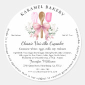 Pink Bow Utensilien Etikett Hütte Bäckerei Verpack Runder Aufkleber (Vorderseite)