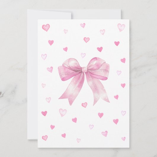 Pink Bow Valentine Baby Dusche Einladung (Rückseite)