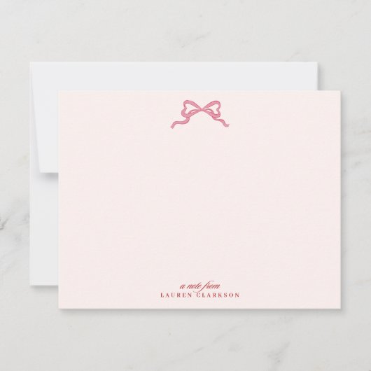 Pink Bow Valentine’s Day Note Card Einladung (Vorderseite)