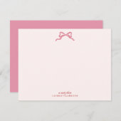 Pink Bow Valentine’s Day Note Card Einladung (Vorne/Hinten)
