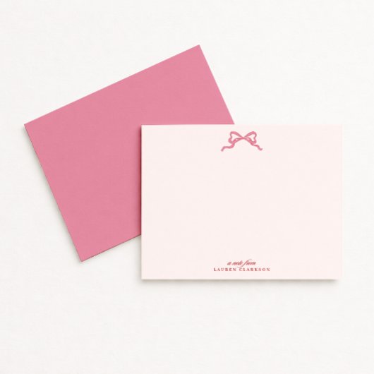 Pink Bow Valentine’s Day Note Card Einladung