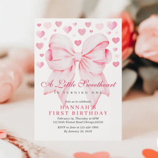 Pink Bow Valentins erste Einladung zum Geburtstag