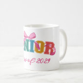 Pink Bow Varsity Letter Senior Class of Year Kaffeetasse (VorderseiteRechts)