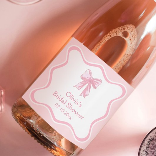 Pink Bow verbindet das Knot-Brautparty Champagne Schaumweinetikett