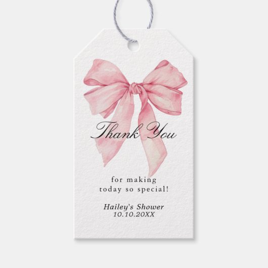 Pink Bow verbindet den Knoten Dankeschön für die T Geschenkanhänger (Vorderseite)