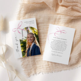 Pink Bow Vertical Script Abschluss Dankeskarte