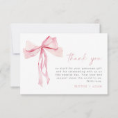 Pink Bow Vielen Dank Card Blush Coquette Girl Ribb Dankeskarte (Vorderseite)