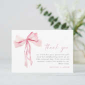Pink Bow Vielen Dank Card Blush Coquette Girl Ribb Dankeskarte (Stehend Vorderseite)