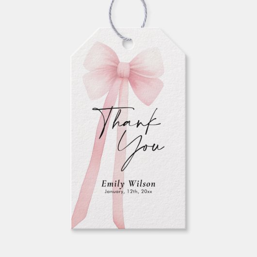 Pink Bow Vielen Dank Geschenkanhänger (Vorderseite)