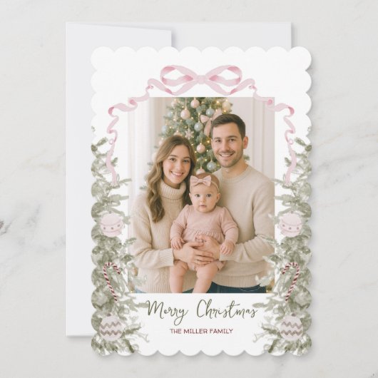 Pink Bow Vier Foto Weihnachten (Vorderseite)