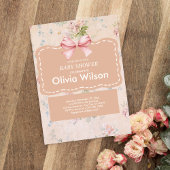 Pink Bow Vintag Boho Babydusche Einladung