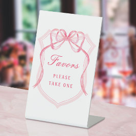 Pink Bow Wappen Favorit Pedestal Sign Sockelschild