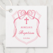 Pink Bow Wappen Taufe Anhänger Tags (Vorderseite)