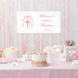 Pink Bow Wappen Taufe Banner
