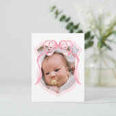 Pink Bow Wappen Taufe Danke Karte (Stehend Vorderseite)