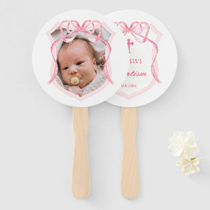 Pink Bow Wappen Taufe Fächer