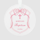 Pink Bow Wappen Taufe Foto Ornament (Rückseite)