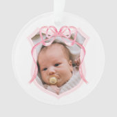 Pink Bow Wappen Taufe Foto Ornament (Vorderseite)