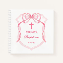 Pink Bow Wappen Taufe Gästebuch Notizblock