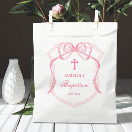 Pink Bow Wappen Taufe Geschenktütchen