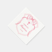 Pink Bow Wappen Taufe Serviette (Ecke)
