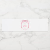 Pink Bow Wappen Taufe Wasserflaschenetikett (Einzelnes Label)