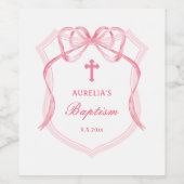 Pink Bow Wappen Taufe Weinetikett (Einzelnes Label)