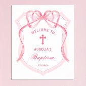 Pink Bow Wappen Taufe Willkommen Poster