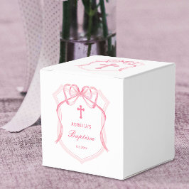 Pink Bow Wappen Taufen Cube Geschenkschachtel