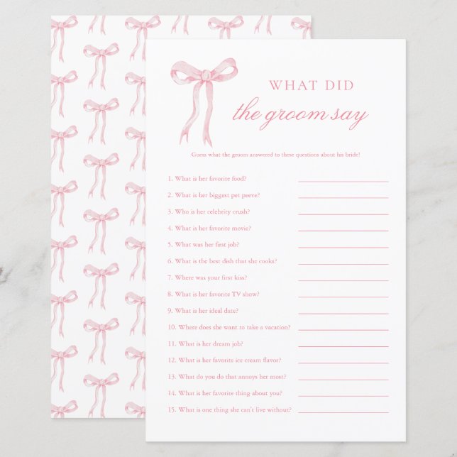 Pink Bow, was der Gräuel sagte, Pink Bridal Game (Vorne/Hinten)