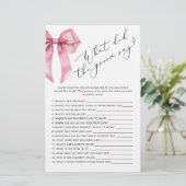 Pink Bow Was hat der Bräutigam gesagt Brautparty-S (Stehend Vorderseite)