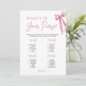 Pink Bow Was ist in deinem Brautparty? Einladung (Stehend Vorderseite)