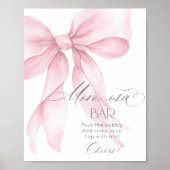 Pink Bow Wasserfarbe Momosa Bar Baby Dusche Poster (Vorne)
