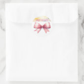 Pink Bow Watercolor Babydusche Runder Aufkleber (Tasche)