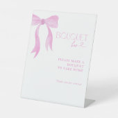Pink Bow Watercolor Brautparty Bouquet Bar Sockelschild (Vorderseite)