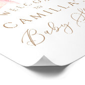 Pink Bow Watercolor Girl Babydusche Willkommen Poster (Ecke)