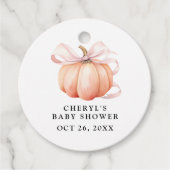 Pink Bow Watercolor Pumpkin Baby Dusche Geschenkanhänger (Vorderseite)