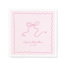 Pink Bow Wavy Baby Dusche Papier Napkin